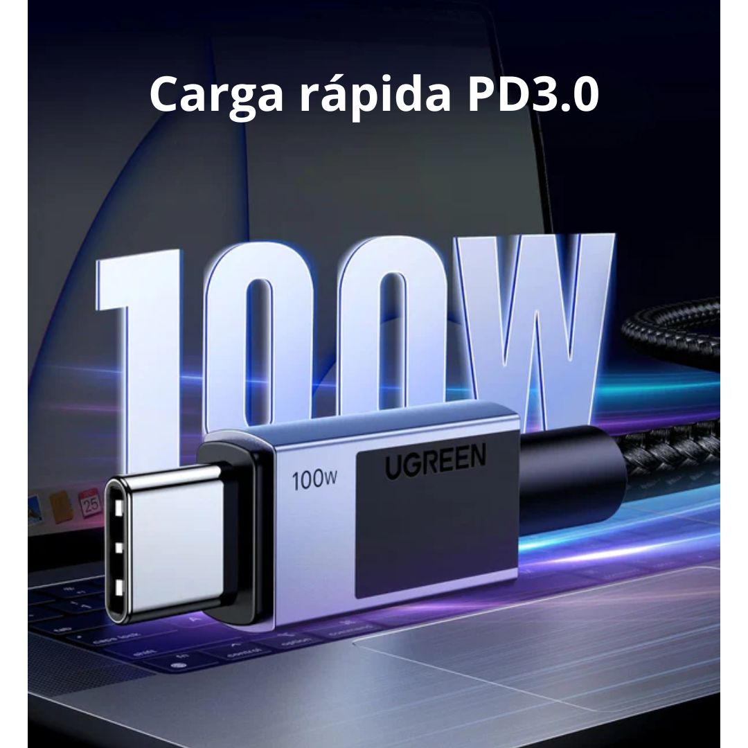 Cable USB-C a USB-C UGREEN 100W 5A Power Delivery 2 Metros Carga Rápida L512
