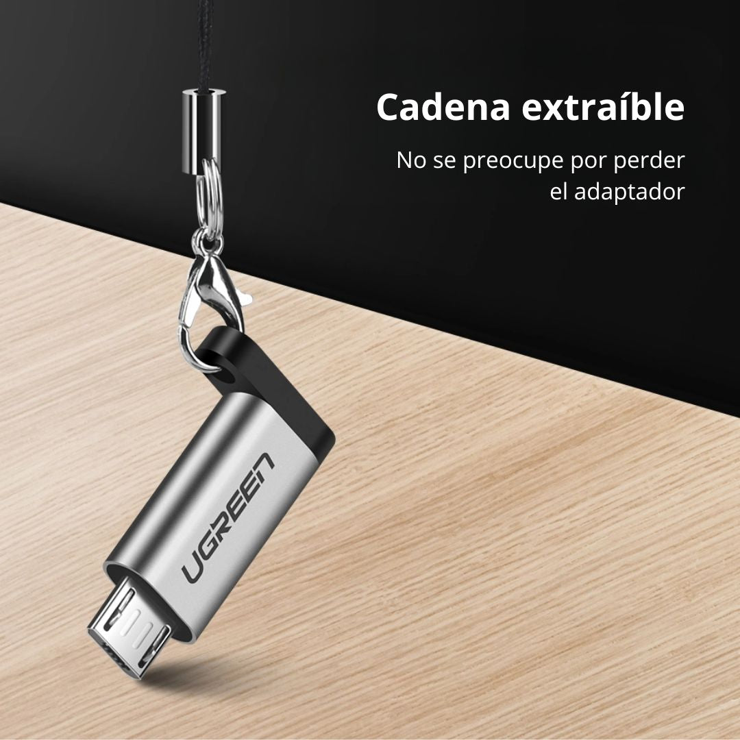 Adaptador Micro USB a USB-C UGREEN US282 2A Carga Rápida y Datos 480Mbps