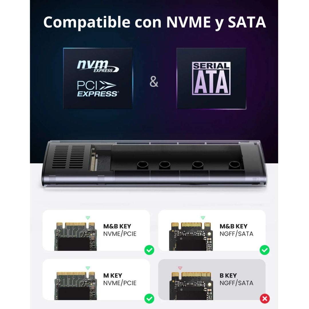 Carcasa UGREEN CM400 para SSD NVMe M.2 USB-C 10Gbps Aluminio