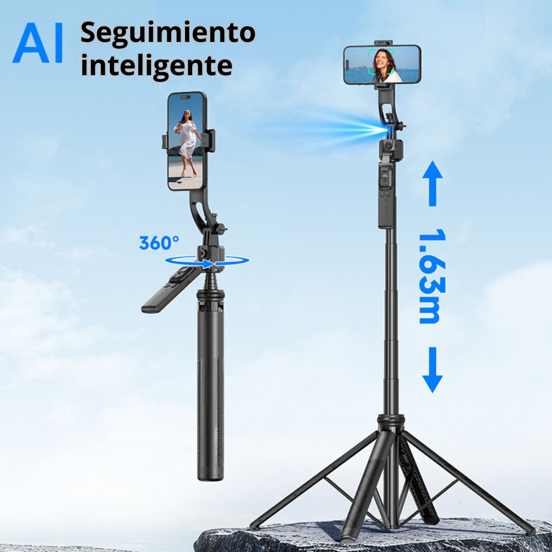 Trípode Inteligente con Seguimiento Facial 360° para Celular con Control Remoto Miccell VQ-MC03