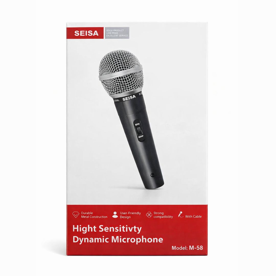 Micrófono con Cable Seisa M-58 Dinámico de Mano con Conector 6.5 mm para Karaoke y Amplificador