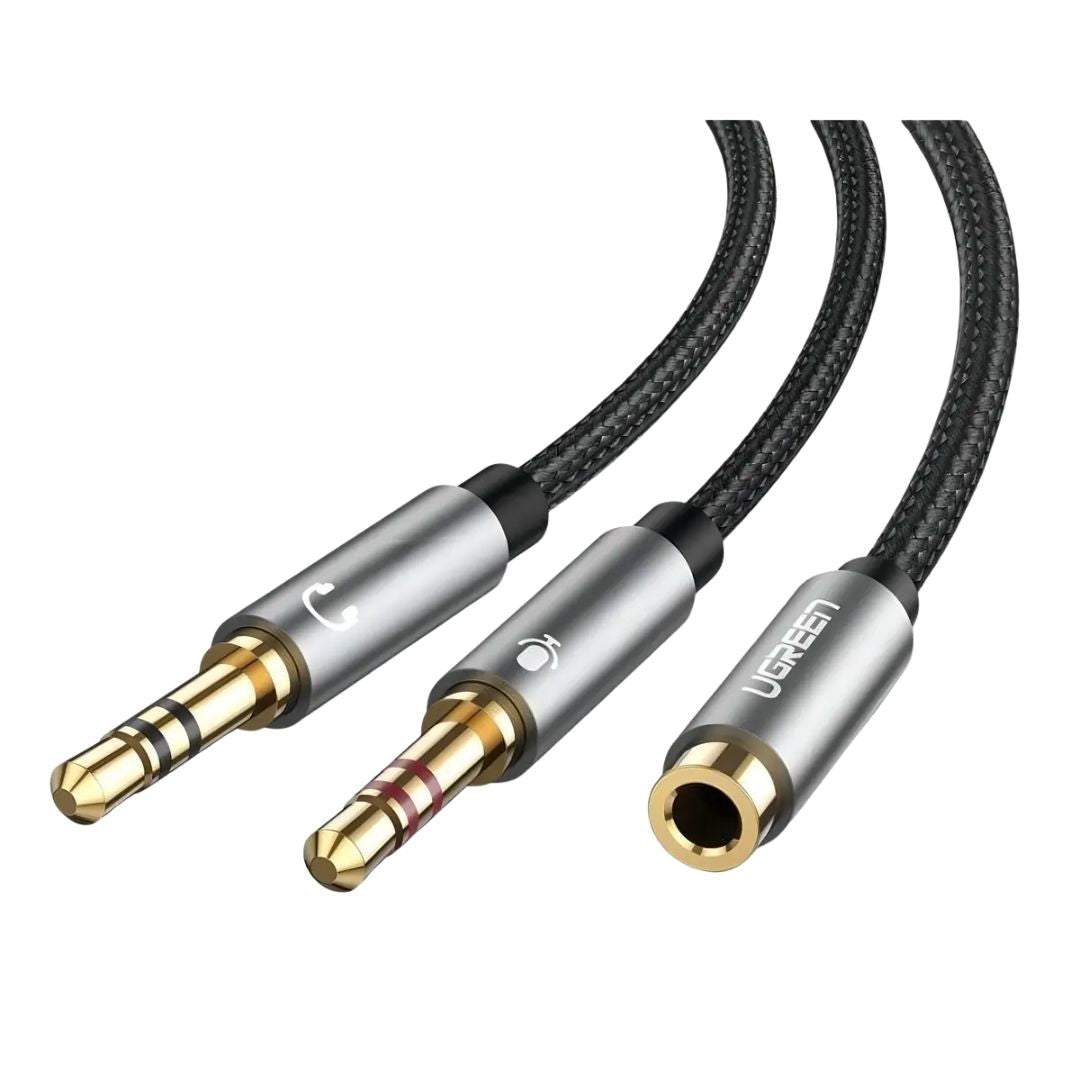 Cable Divisor de Audio UGREEN AV140 3.5 mm TRRS a Doble 3.5 mm TRS