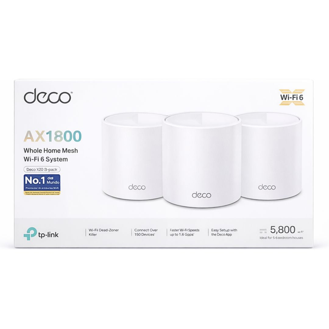 Sistema WiFi Mesh TP-Link Deco X20 AX1800 WiFi 6 Doble Banda Pack de 3 para Toda la Casa
