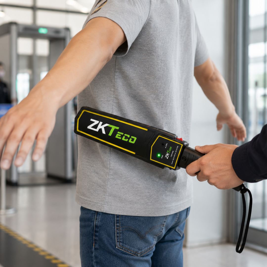Detector de Metales Portátil ZKTeco ZK-D100S para Seguridad con Alarma Sonora Vibración y Luz