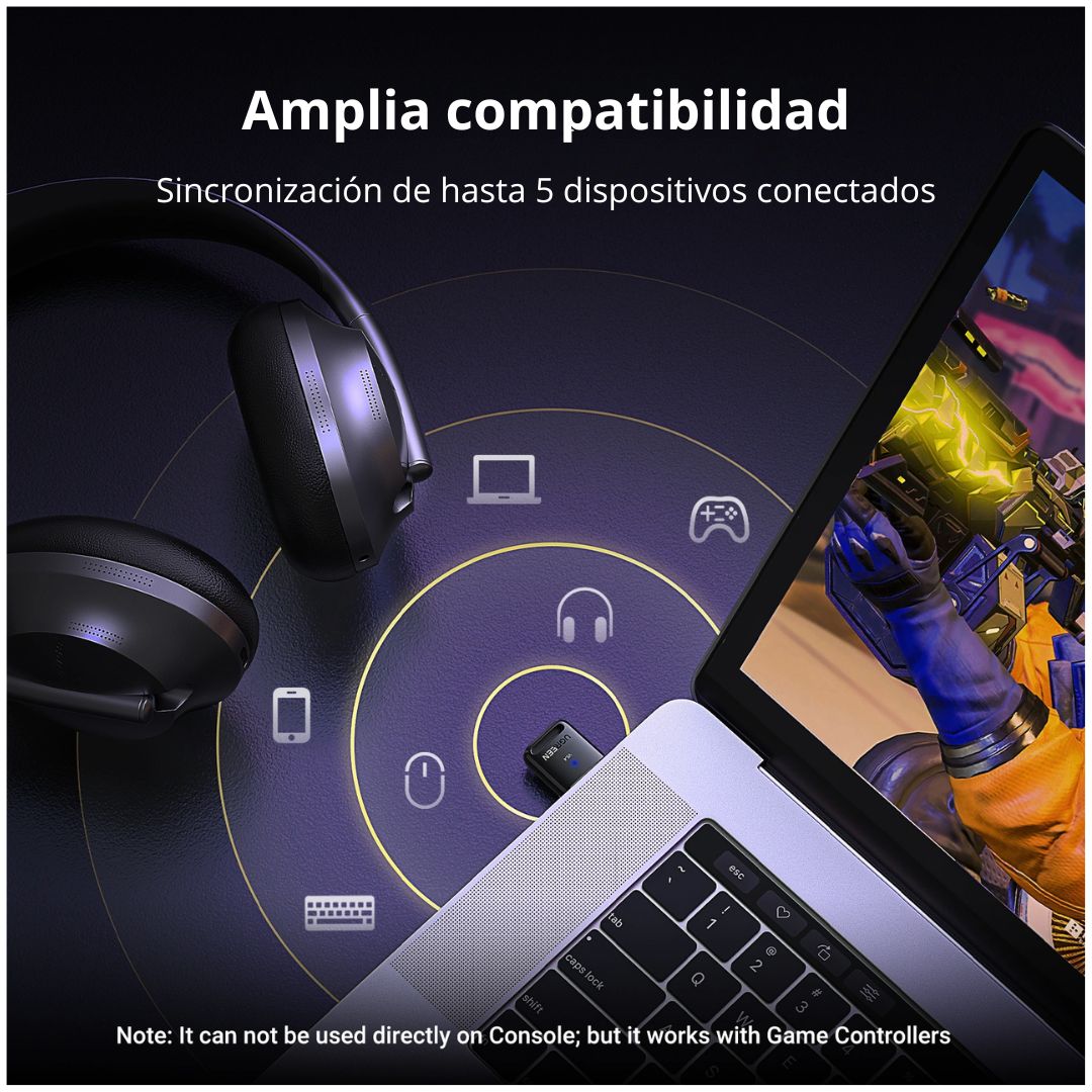 Adaptador Bluetooth 5.4 UGREEN CM748 USB para PC con Alcance de 20 m