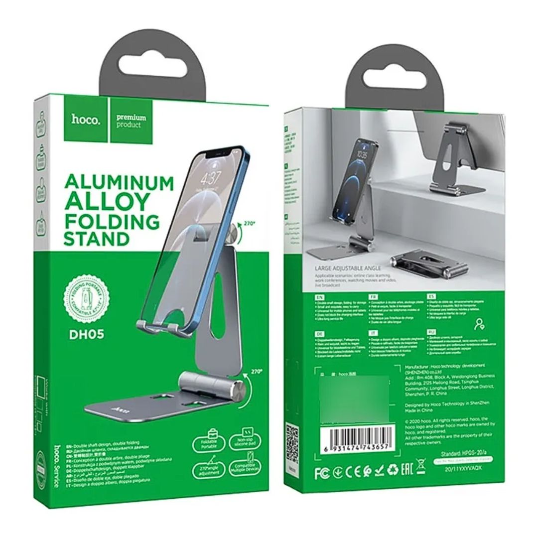 Soporte para Celular Hoco DH05 de Aluminio Plegable con Ajuste 270° para Escritorio