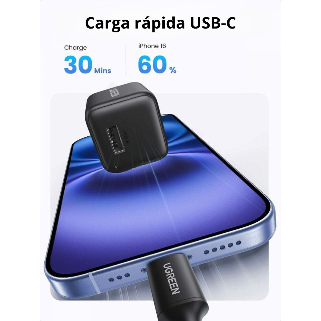 Cargador UGREEN X518 18W USB-A GaN Carga Rápida QC 3.0