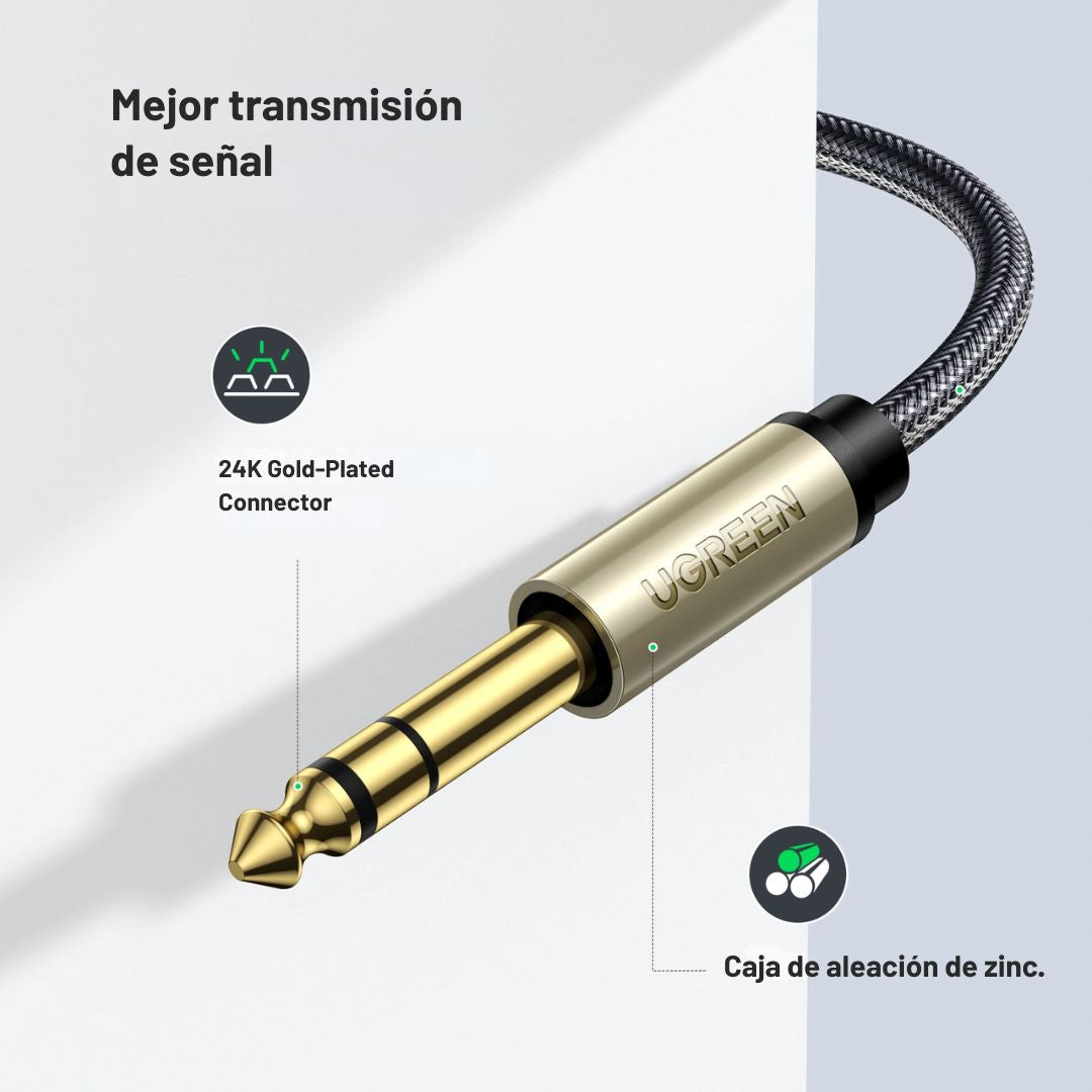 Cable de Audio UGREEN AV127 3.5 mm a 6.35 mm TRS HiFi 5m