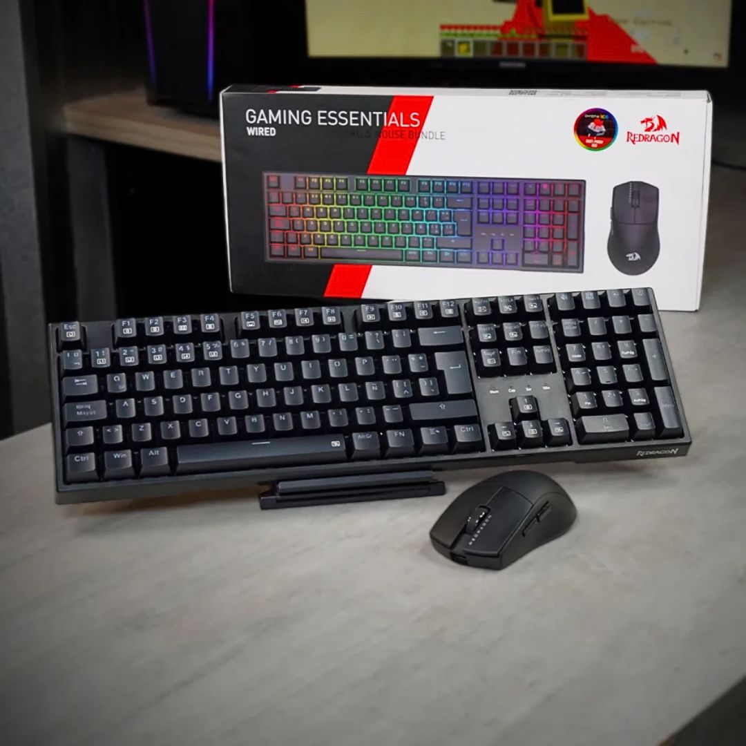 Combo Gamer Redragon S145 Teclado Mecánico RGB y Mouse 12400 DPI con Cable para PC