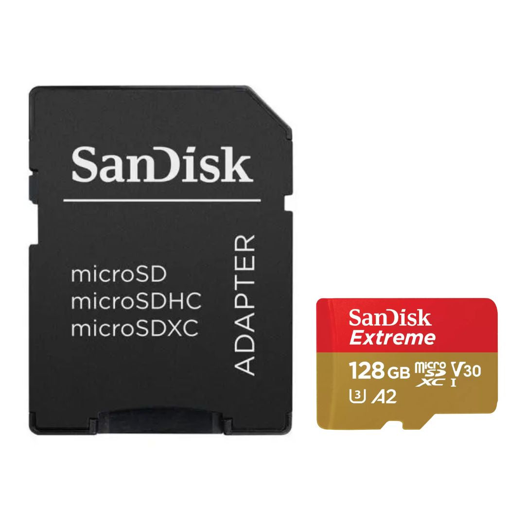 Memoria microSD SanDisk Extreme 128GB V30 A2 190MB/s para Celular Cámara y Dron 4K