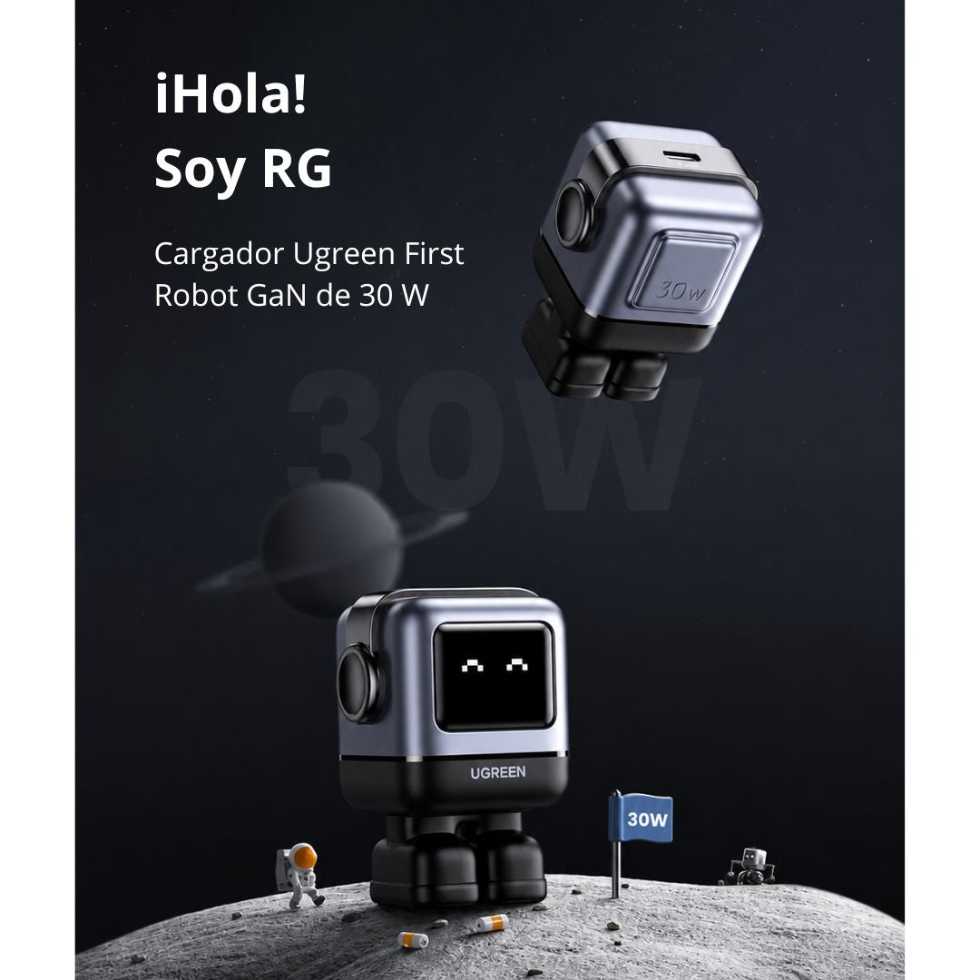 Cargador UGREEN Uno RG CD359 30W USB-C GaN Carga Rápida Robot