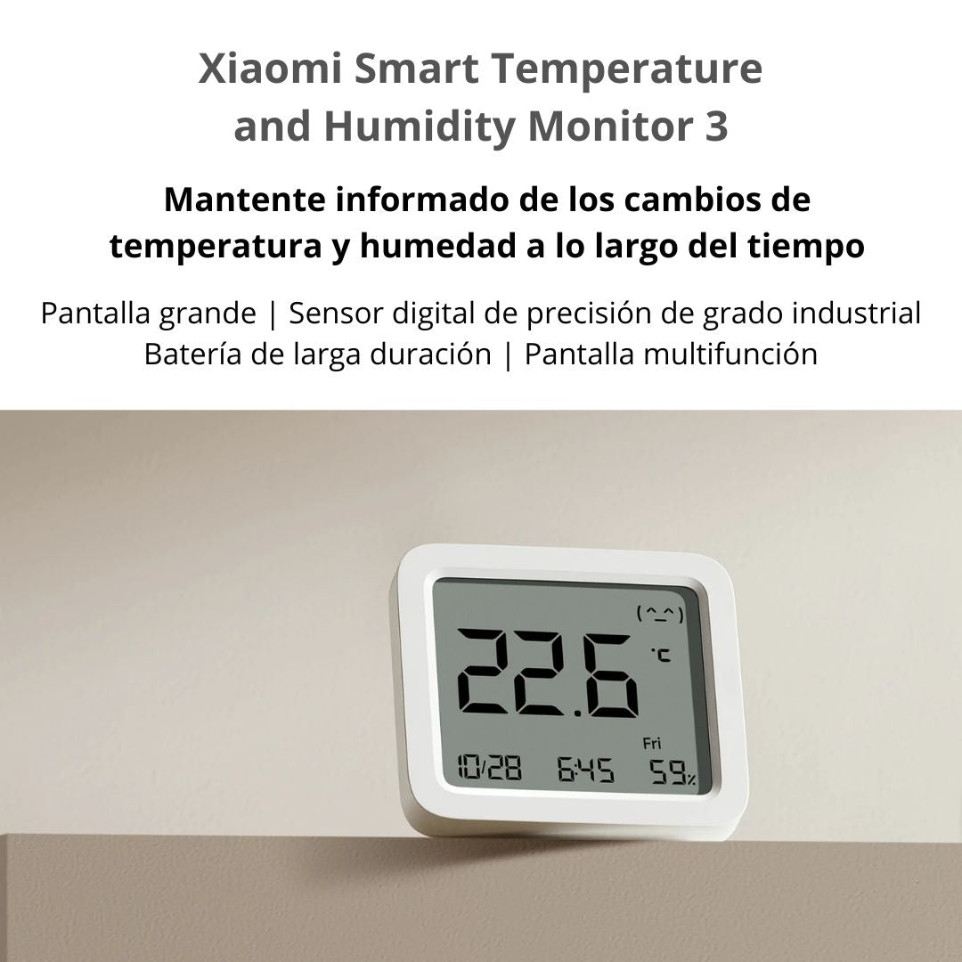 Sensor Xiaomi Temperatura y Humedad Smart Monitor 3 Bluetooth Pantalla LCD