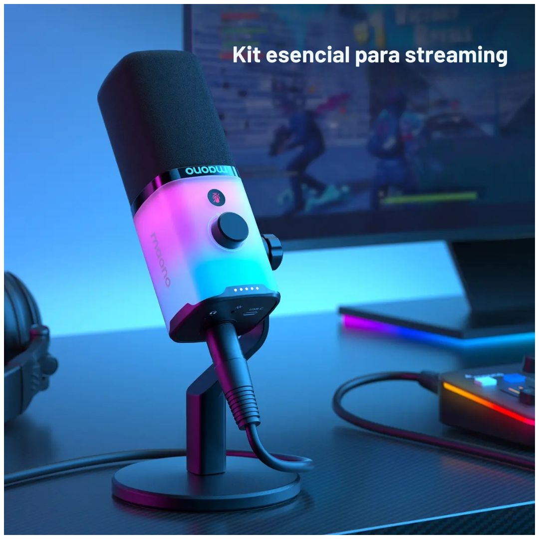 Micrófono Maono PD100X Dinámico USB-C XLR RGB para Streaming