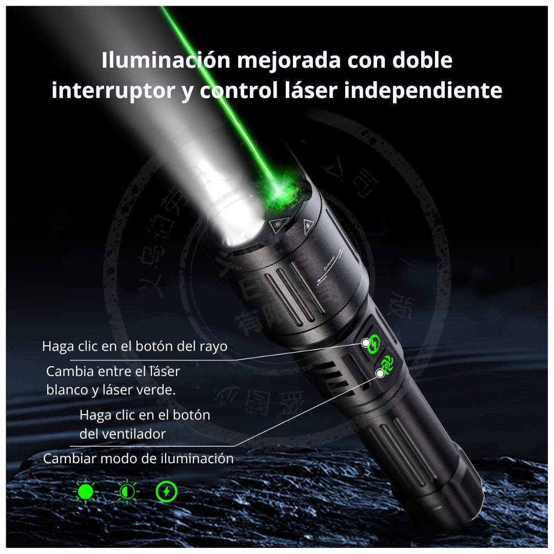 Linterna LED LIDIMI LD-L1550A 20W Zoom Láser Verde USB-C