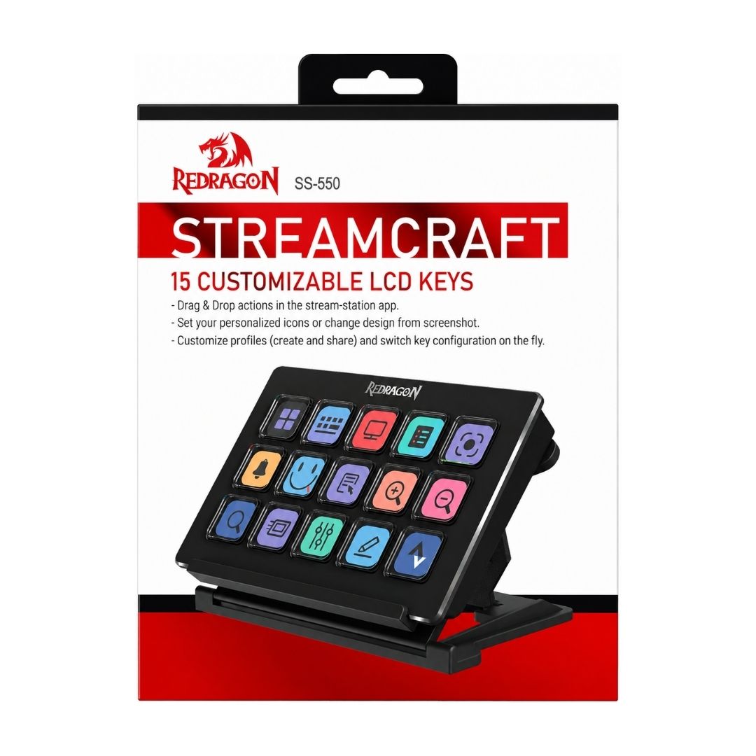 Botonera Streaming Redragon StreamCraft SS550 15 Teclas LCD