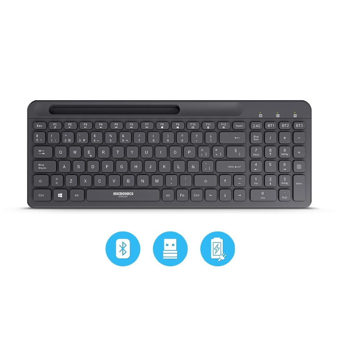Teclado Inalámbrico Micronics Shelby K605-3M Bluetooth 2.4GHz Recargable Español