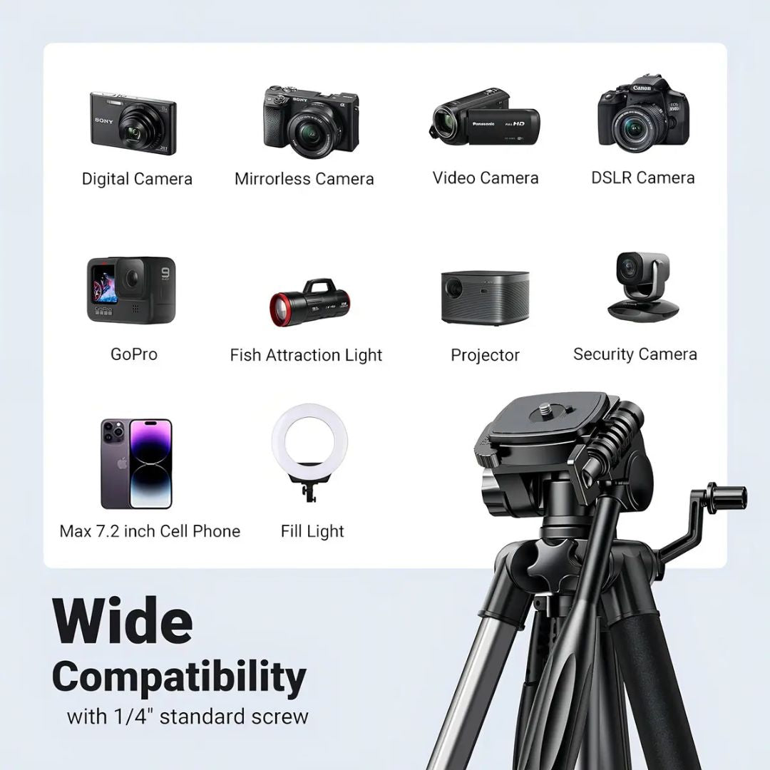 Trípode Profesional UGREEN LP661 175 cm para Cámara Celular Proyector con Cabezal y Estuche
