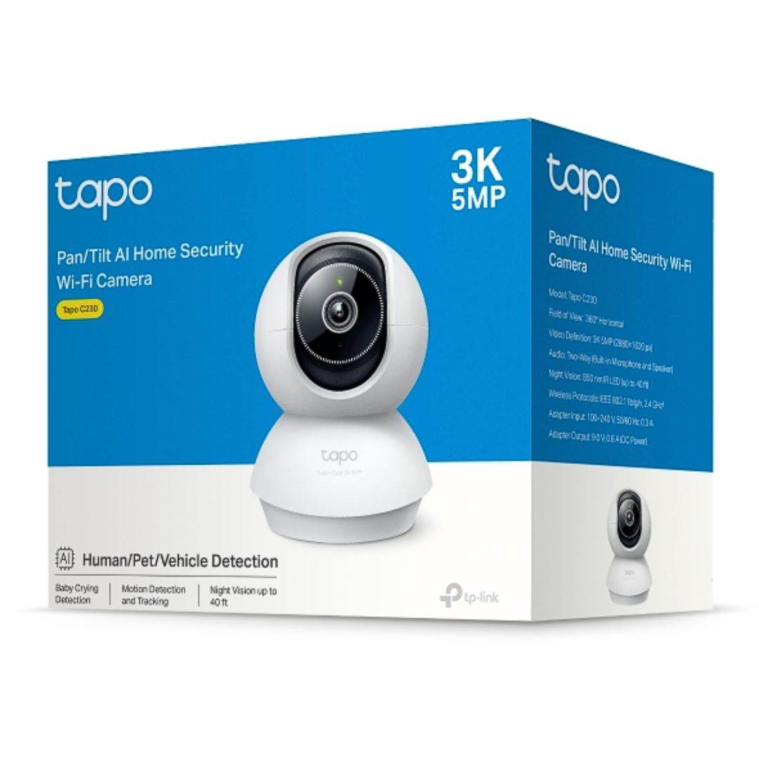 Cámara WiFi 360° 3K 5MP TP-Link Tapo C230 con IA y Visión Nocturna