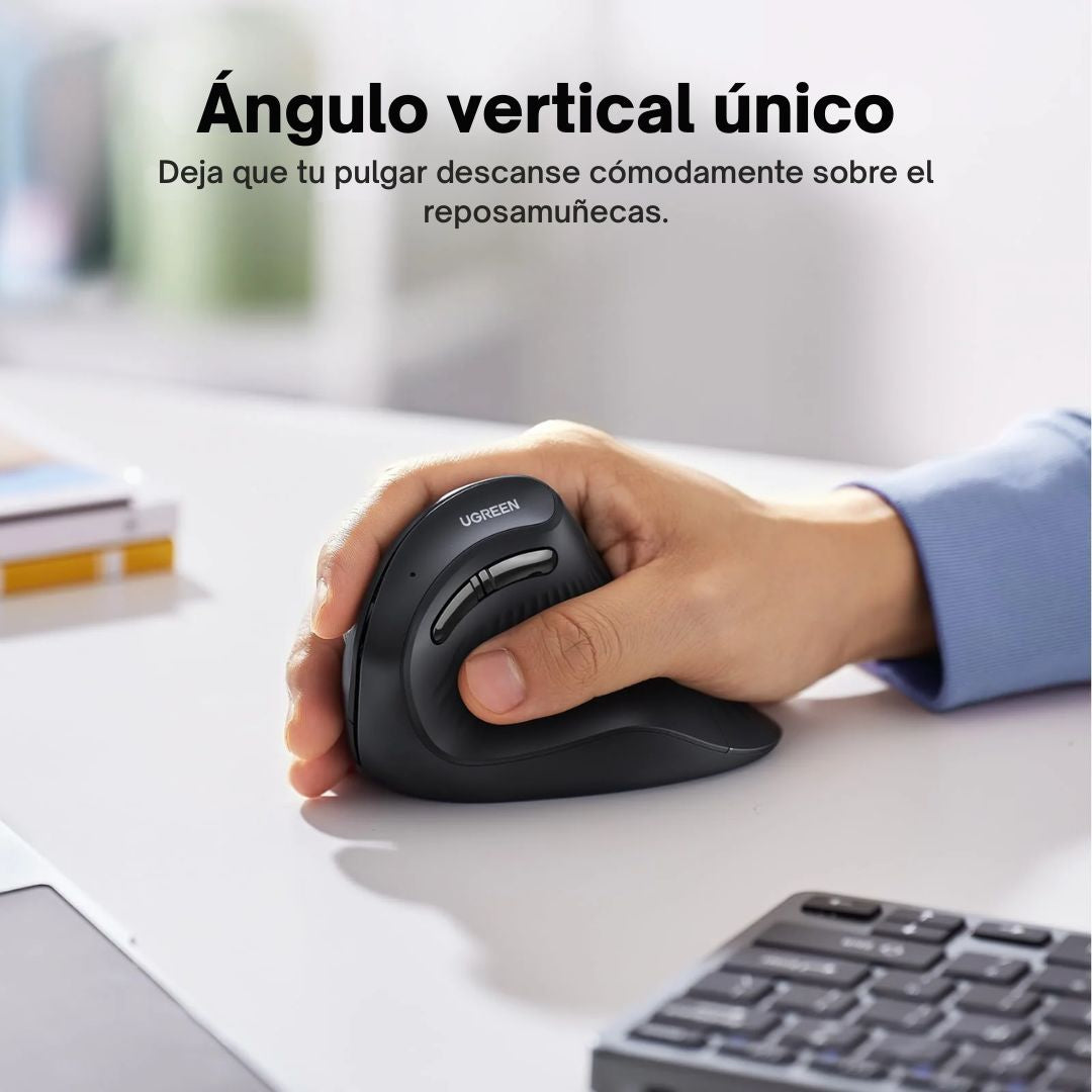 Mouse Vertical Ergonómico UGREEN MU008 Inalámbrico Bluetooth 4000 DPI Multi Dispositivo