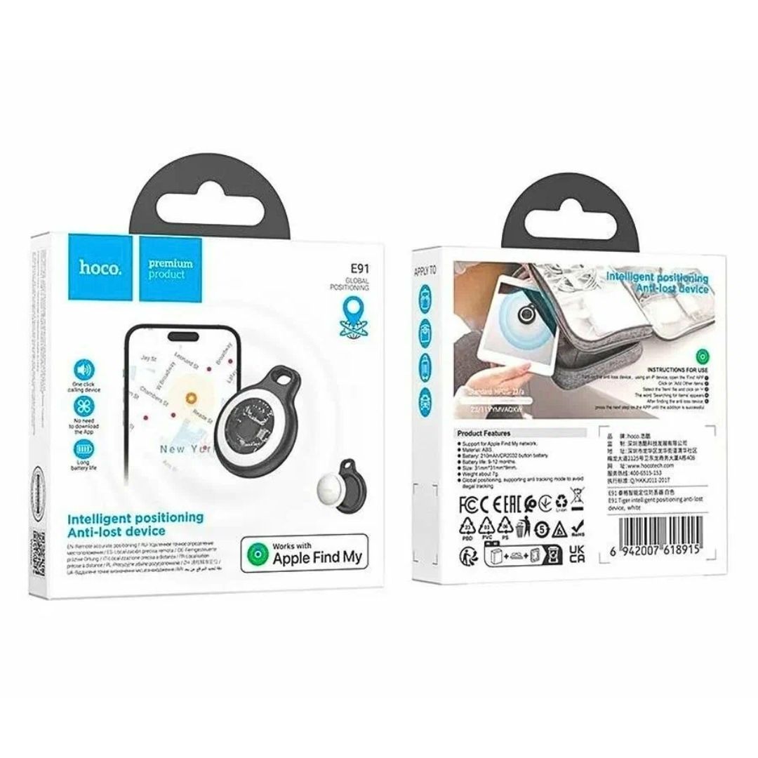 Rastreador Antipérdida Hoco E91 Compatible con Apple Find My para Llaves Maletas y Mochilas