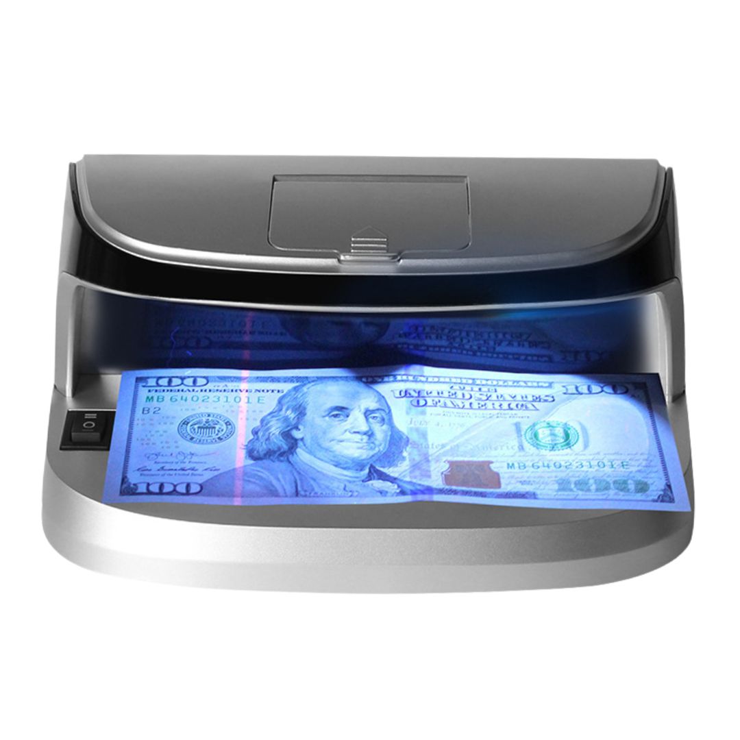Detector de Billetes Falsos Portátil con Luz UV, Sensor Magnético, Marca de Agua y Lupa