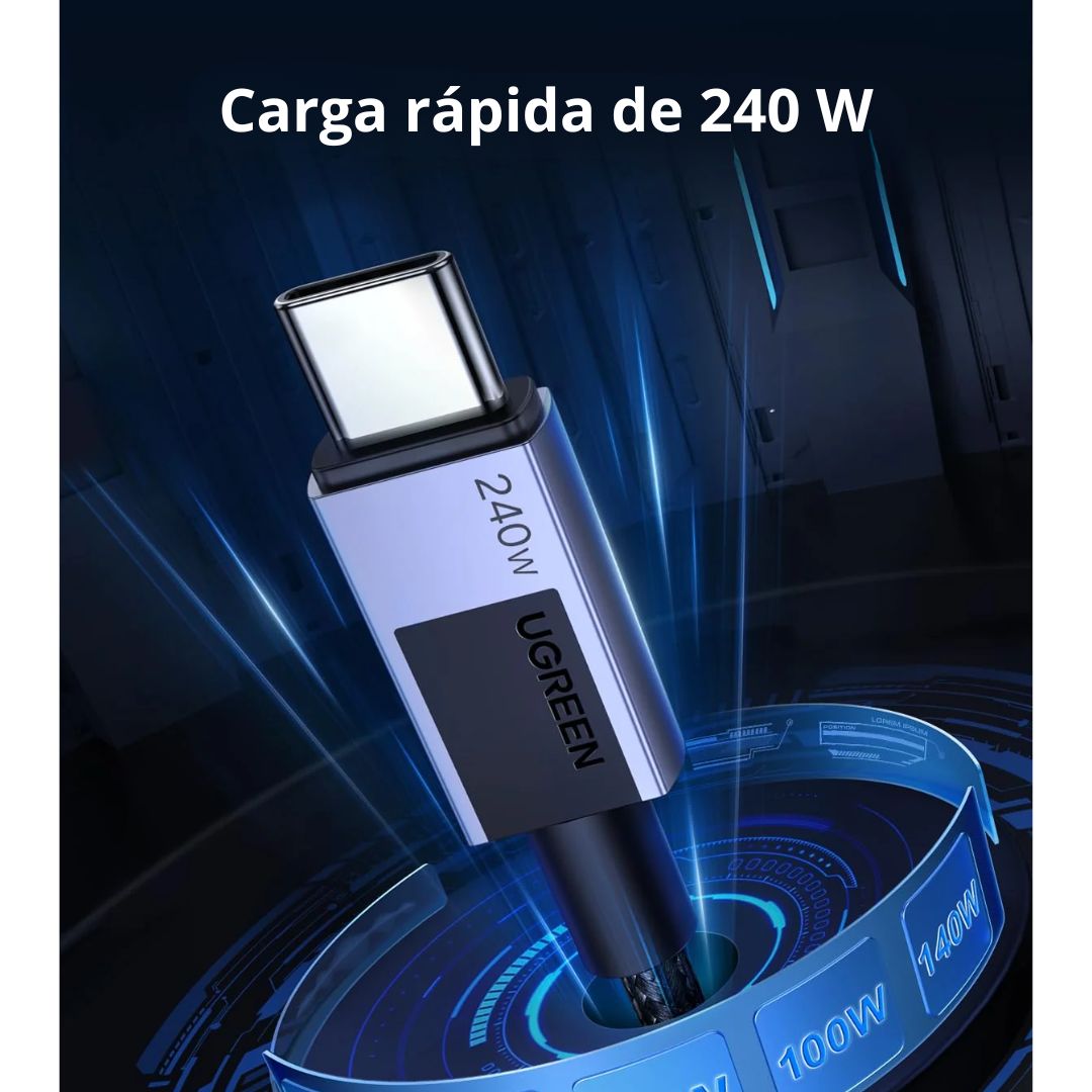 Cable USB-C a USB-C UGREEN 240W 2m L513 Carga Rápida PD 3.1 Trenzado