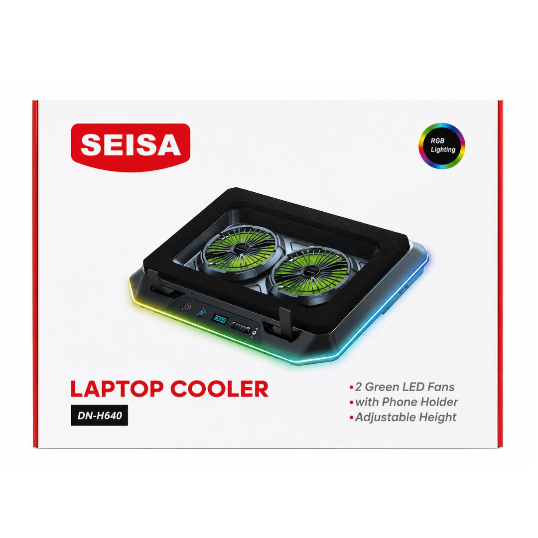 Cooler para Laptop DN-H640 con 2 Ventiladores LED Soporte para Celular y 7 Niveles