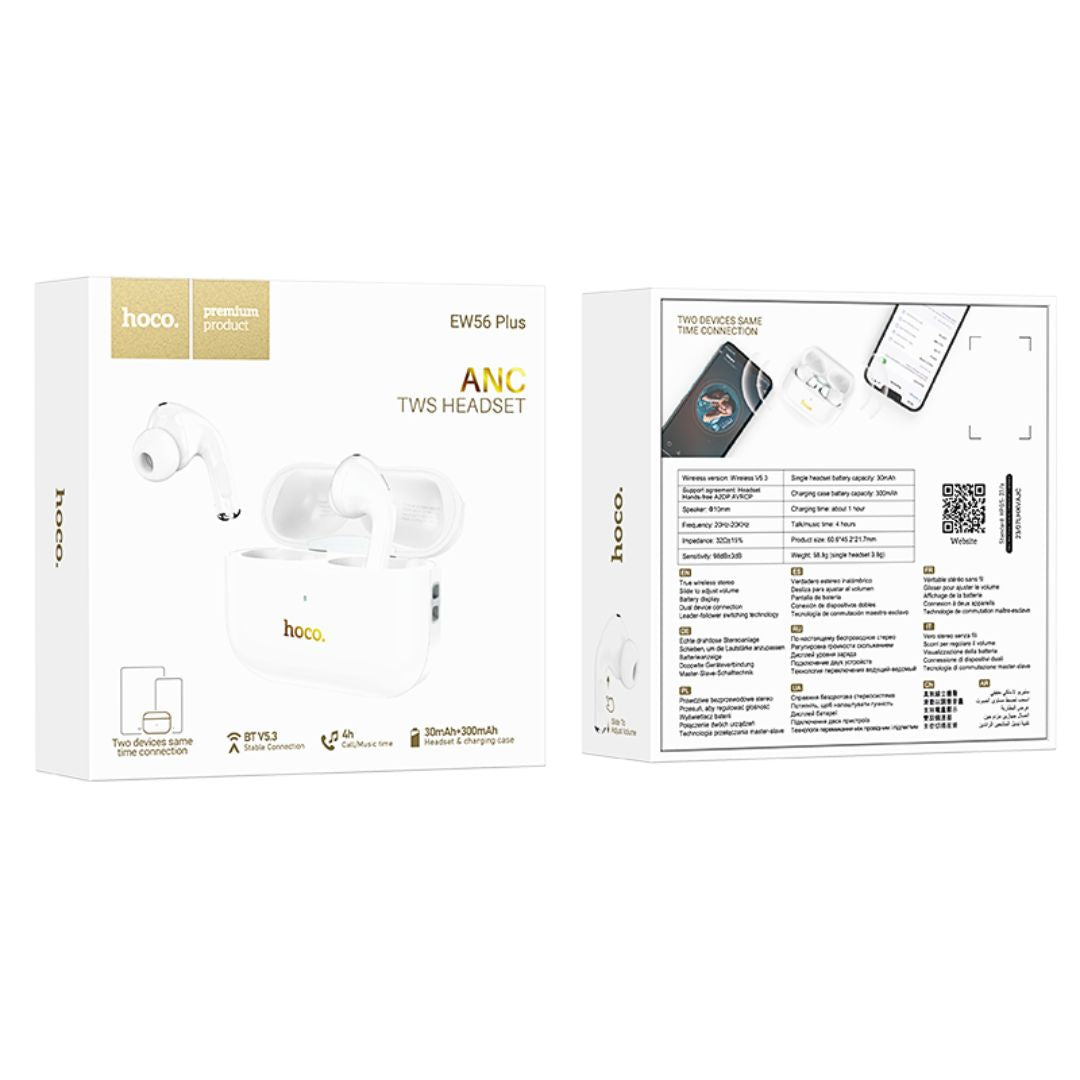 Audífonos Bluetooth Hoco EW56 Plus TWS In Ear con ANC Control Táctil y Bluetooth 5.3