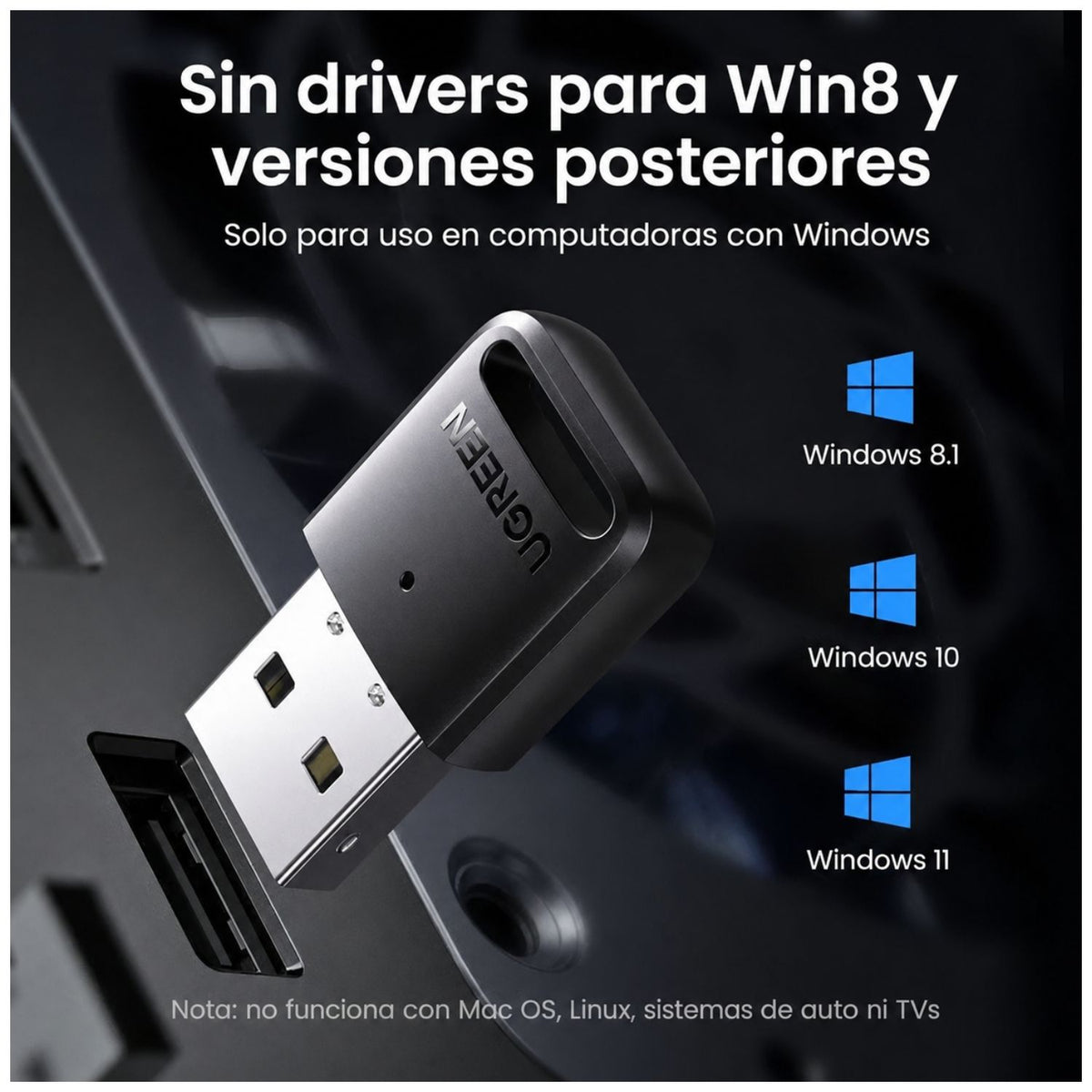 Adaptador Bluetooth 5.3 UGREEN CM591 USB para PC Laptop con Alcance de 20 m