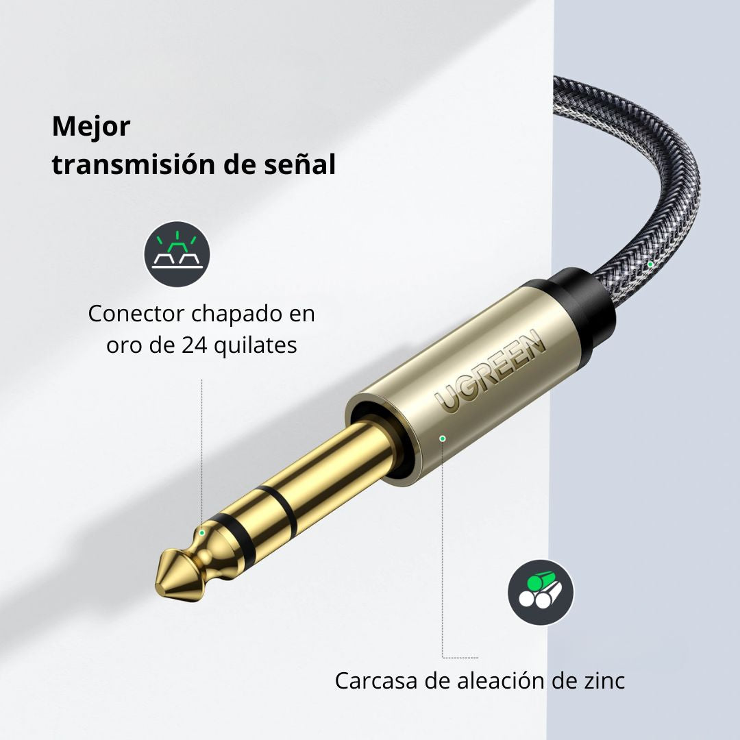 Cable de Audio UGREEN AV127 3.5 mm a 6.35 mm TRS HiFi 2m