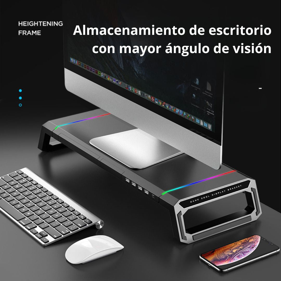 Soporte Elevador para Monitor DN-H641 con Hub USB-C RGB Cajón y Porta Celular