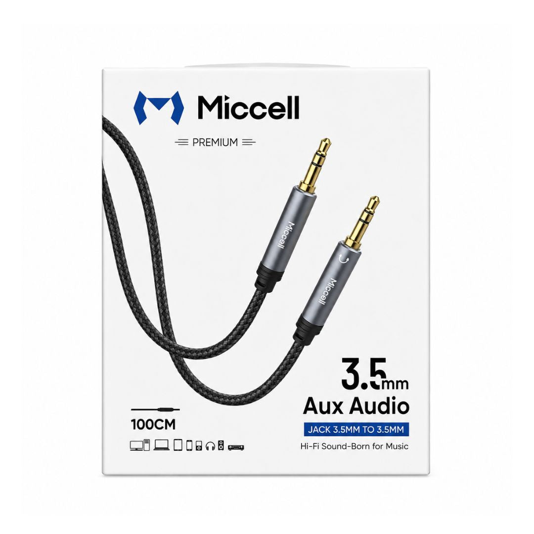 Cable Auxiliar Jack 3.5mm a 3.5mm Miccell Hi-Fi Trenzado de 1 Metro