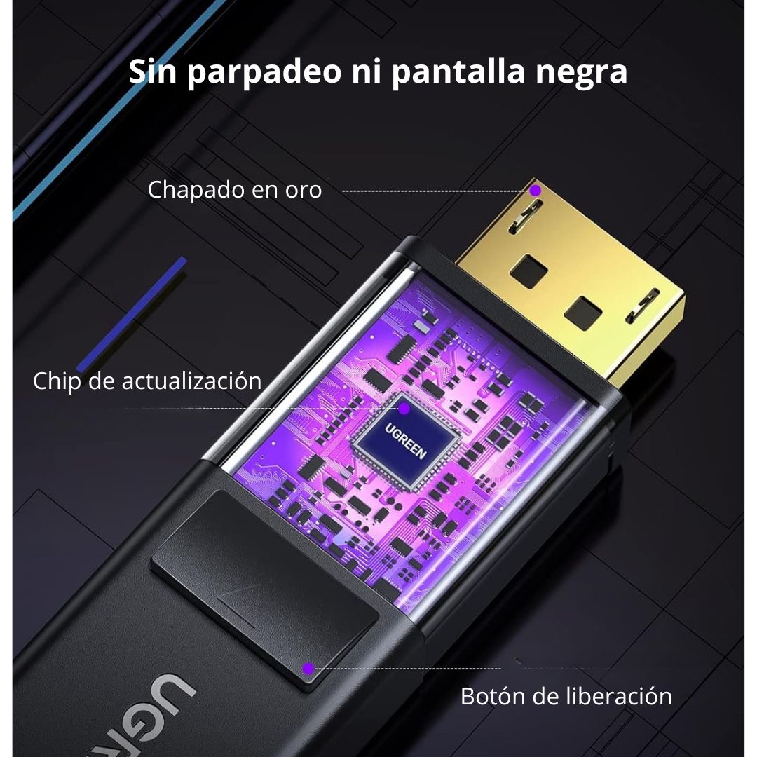 Cable DisplayPort a HDMI UGREEN DP101 3m 4K 30Hz para Monitor TV y Proyector
