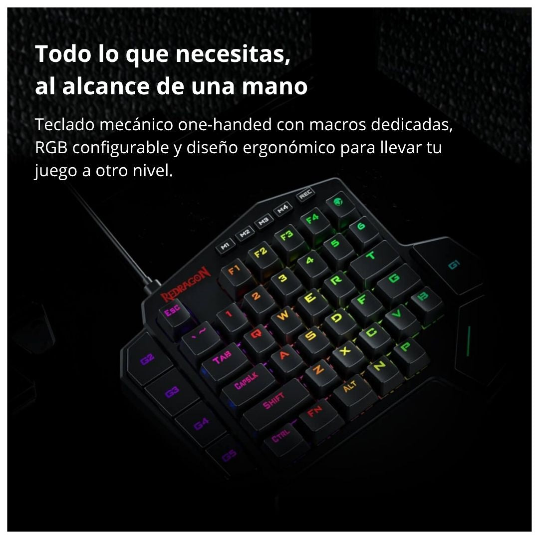 Teclado Mecánico Gamer Redragon DITI RGB Una Mano con Macros