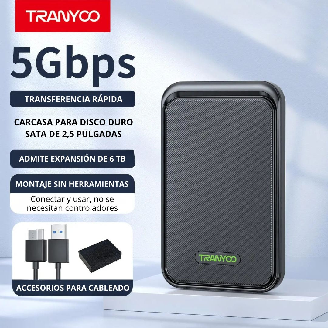 Carcasa para Disco Duro SATA 2.5" T-EP3 USB 3.0 de 5Gbps Compatible con HDD y SSD hasta 6TB