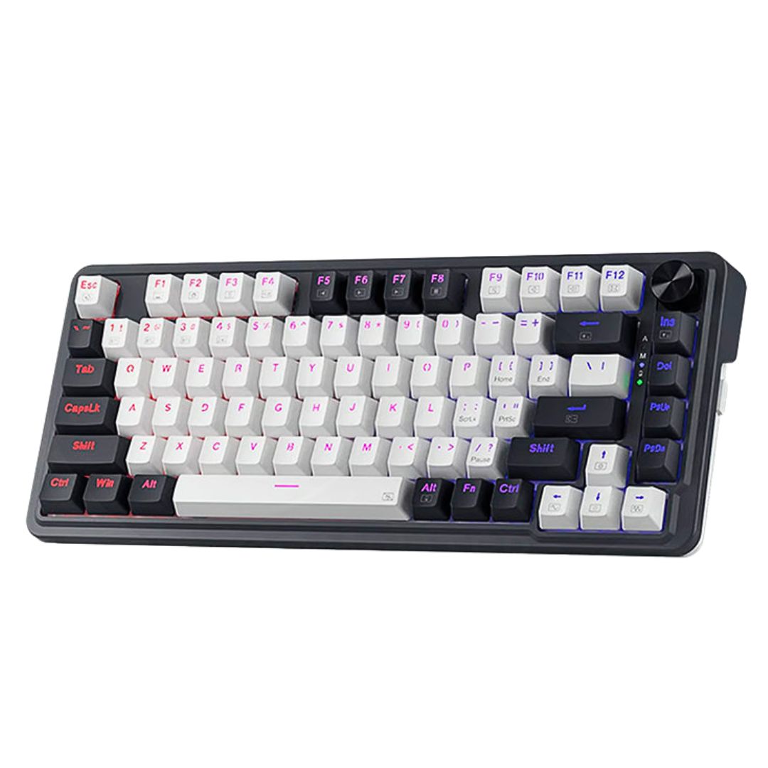 Teclado Mecánico Gamer Redragon Ucal Pro K673WB-RGB-PRO 75% Inalámbrico Bluetooth y Cable USB-C con Perilla