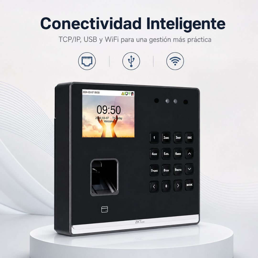 Control de Asistencia ZKTeco SenseFace M2F-LR Facial Huella RFID con Control de Acceso