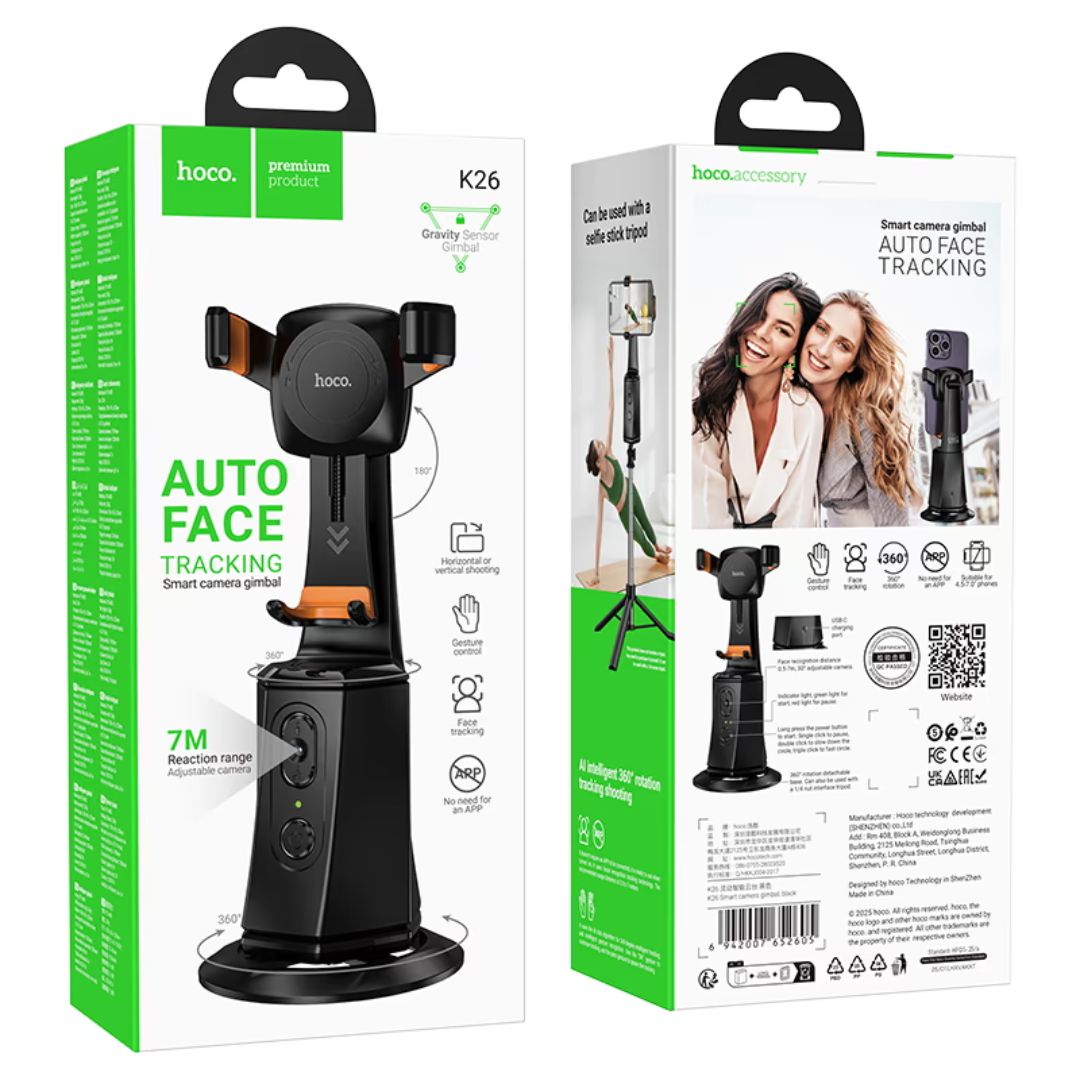 Soporte Inteligente Hoco K26 para Celular con Seguimiento Facial 360° y Gestos