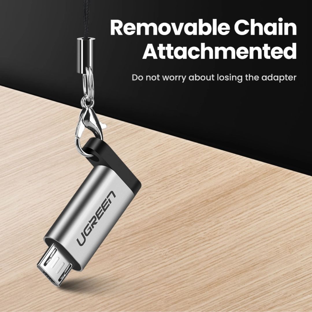 Adaptador Micro USB a USB-C UGREEN US282 2A Carga Rápida y Datos 480Mbps