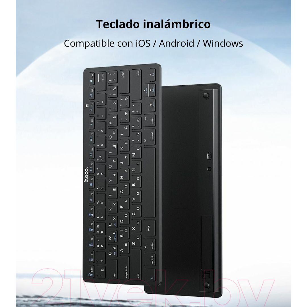 Teclado Inalámbrico Bluetooth Hoco DI18 Recargable con Modo Dual 2.4G para PC Laptop Tablet y Celular
