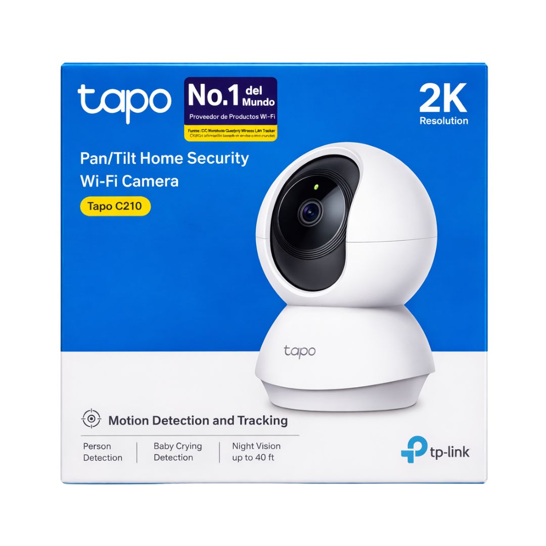 Cámara de Seguridad WiFi TP-Link Tapo C210 2K 3MP 360° con Visión Nocturna y Detección de Movimiento