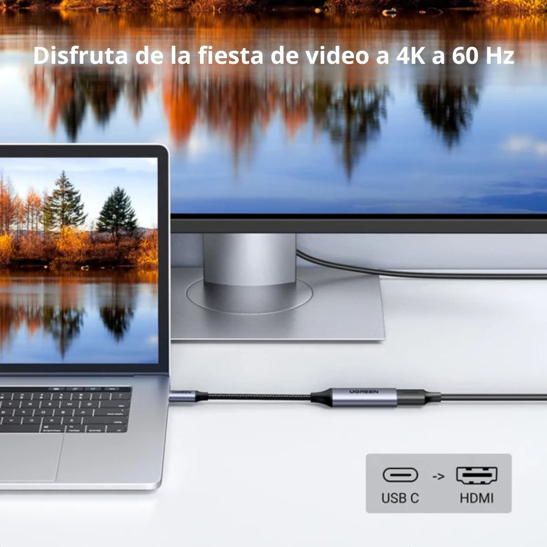 Adaptador USB-C a HDMI UGREEN 4K 60Hz para Laptop MacBook DeX 10cm CM297