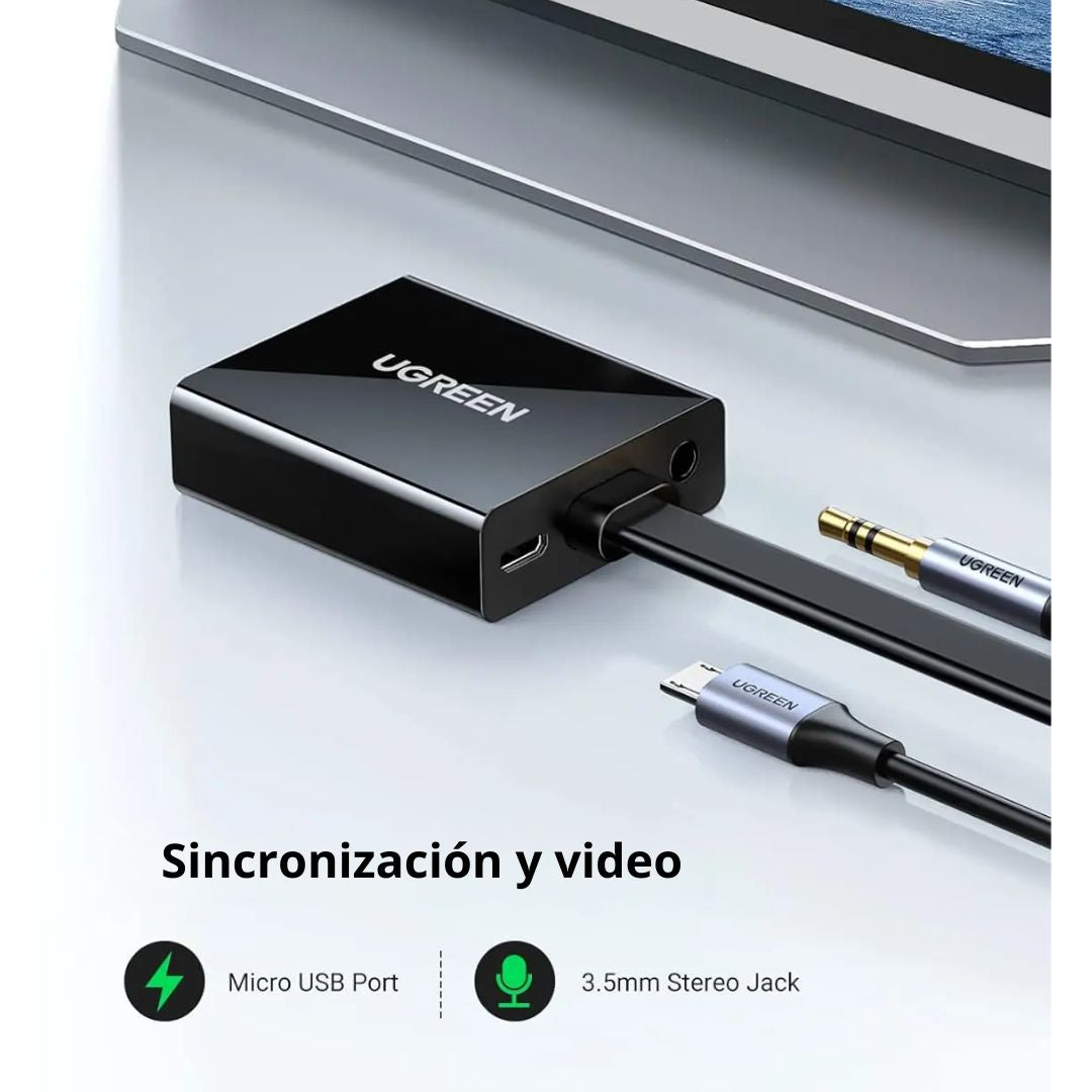 Adaptador HDMI a VGA UGREEN MM103 con Audio 3.5 mm Full HD 1080p