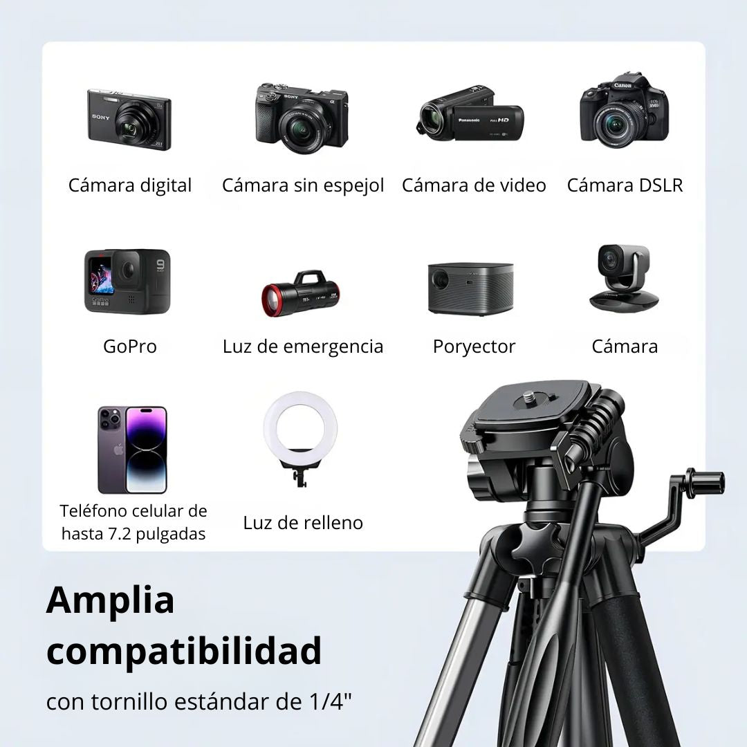 Trípode Profesional UGREEN LP661 175 cm para Cámara Celular Proyector con Cabezal y Estuche
