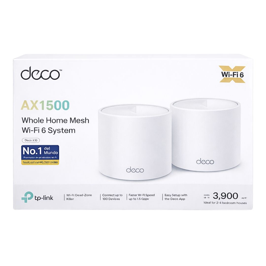 Sistema WiFi Mesh TP-Link Deco X10 AX1500 Doble Banda WiFi 6 Pack de 2 para Toda la Casa