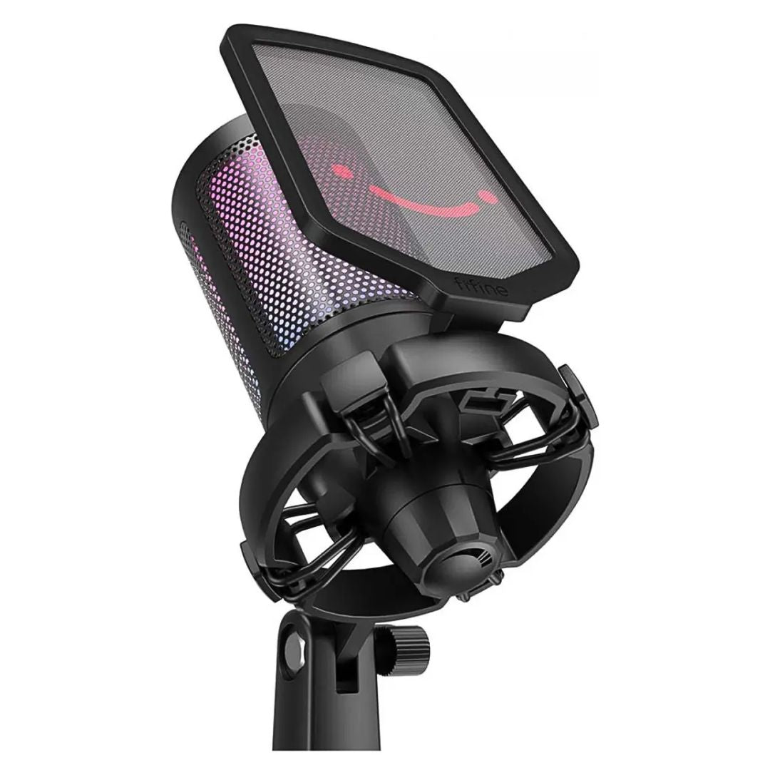 Micrófono Gamer FIFINE AmpliGame A6T RGB USB para Streaming con Brazo y Antipop