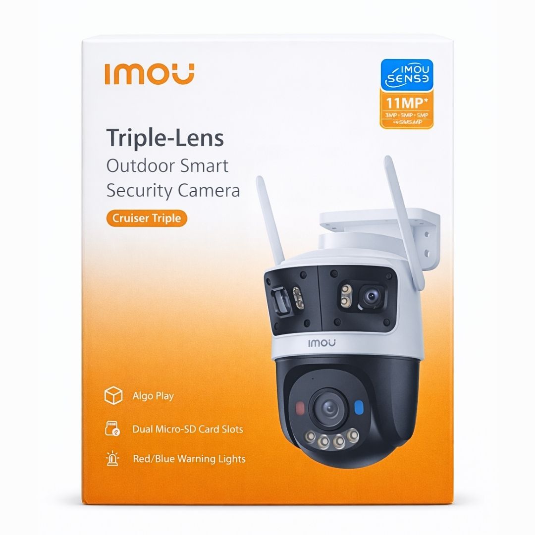 Cámara de Seguridad WiFi Exterior IMOU Cruiser Triple 11MP 3 Lentes PTZ Visión Nocturna Color IA