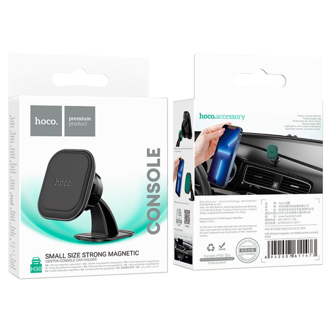 Soporte Magnético para Celular Hoco H30 Brilliant para Tablero de Auto con Fijación Segura