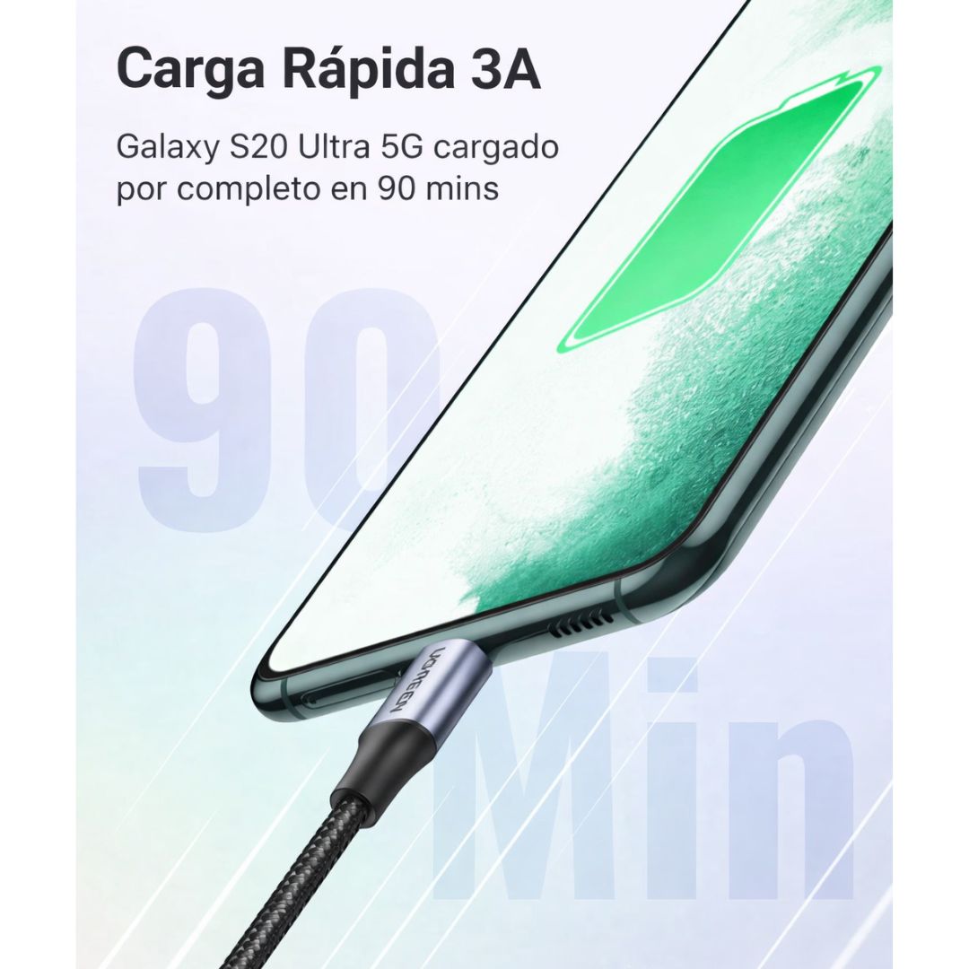 Cable USB-A a USB-C UGREEN 1 Metro 3A QC 3.0 Carga Rápida US288