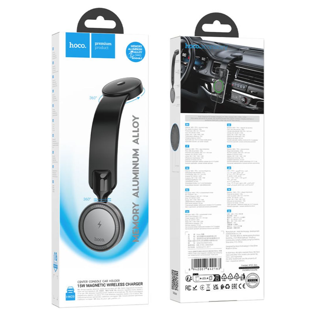 Cargador Inalámbrico Magnético para Auto Hoco HW29 Totem 15W para Salpicadero